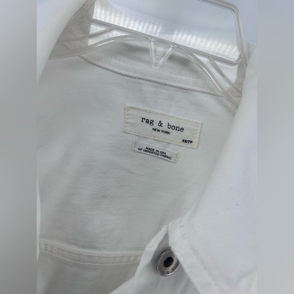 rag and bone White Destroyed denim jacket women Size Xs Oversized - Picture 3 of 13